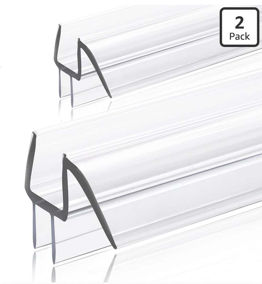Frameless Glass Shower Door Bottom Seal Strip, 10mm, 2-Pack